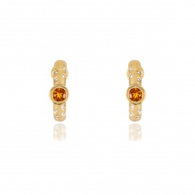 Yellow Gold Citrine & Diamond Half Hoop Earrings Yellow Gold Citrine & Diamond Half Hoop Earrings